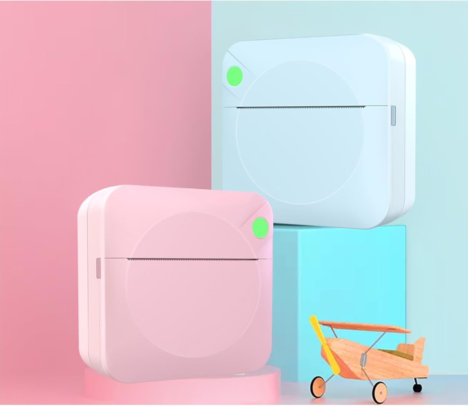 Bluetooth Thermal Mini Printer - Inkless Sticker Maker with 5 Rolls Paper for iPhone & Android(XX-Pink)