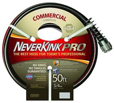 3/4" ID x 50', Neverkink Commercial Duty Garden Hose, Self Straighteni