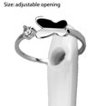 thumbnail image 2 of Las garras del anillo de cola con apertura de oreja de gato de plata esterlina S925 se rodean entre sí, 2 of 5