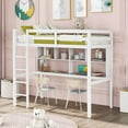 thumbnail image 5 of HomeRoots White Twin Loft Bed With Desk and Shelves, 5 of 10