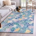thumbnail image 3 of Rectangle Rug 4x6ft Area Rug, Vintage Watercolor Green Blue Leaves Area Rugs for Living Room Bedroom, Retro Yellow Daisies Floor Mat Non-Slip Non-Shedding Carpet Indoor Accent Rugs, 3 of 9