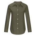 thumbnail image 3 of Women's Button Down Shirts Cotton Linen Long Sleeve Lapel Collar Dress Shirts Solid Trendy Business Work Slim Fit Blouses, 3 of 3