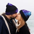 thumbnail image 5 of Picia Purple And Blue Nebula Pattern Knitted Beanie Hat for Men and Women , Unisex Winter Warm Stretchy Knit Cap Thick Fisherman Beanies Cuffed Plain Skull Caps, 5 of 6
