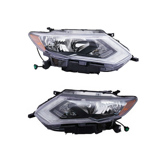 1 Pair Fit For Nissan Rogue 2017 2018 2019 High-quality Halogen Headlight Headlamp Assembly Chrome 12V