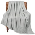 thumbnail image 1 of BEDELITE Manta de forro polar, color gris claro, mantas para sofá y cama, felpa de lujo, acogedora y difusa, 60 x 80 pulgadas, manta súper suave, cálida y ligera para viajes, camping, 1 of 1