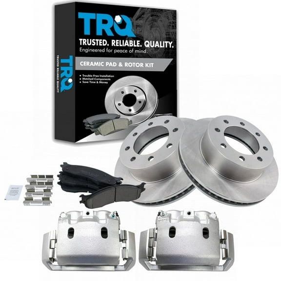 TRQ Front Ceramic Disc Brake Pads Rotors & Calipers Kit for Ram 1500 2500 3500 BKA14389 Fits select: 2006-2008 DODGE RAM 1500, 2003-2008 DODGE RAM 2500
