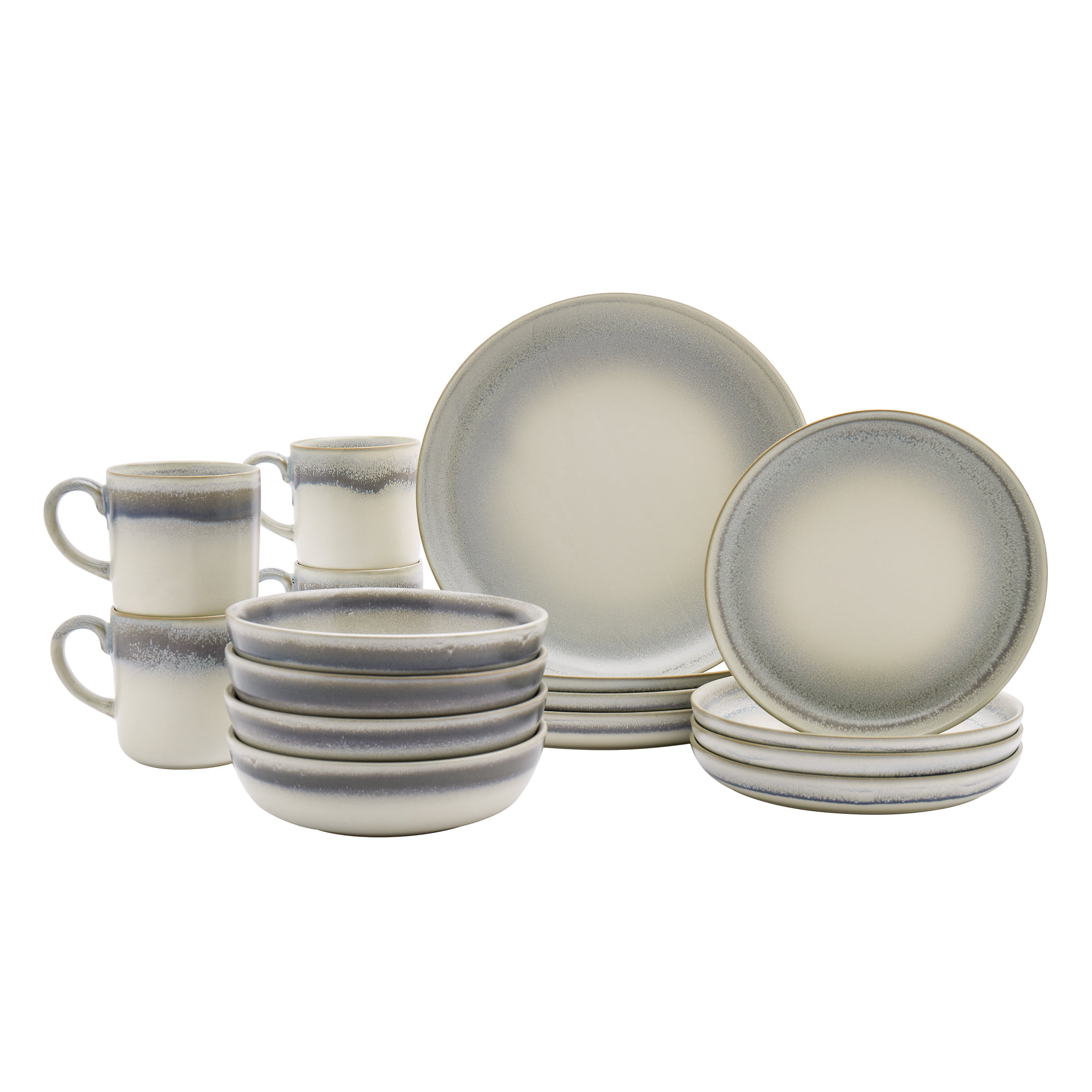 Tabletops Gallery Industrial Farmhouse Dinnerware- Stoneware  Dishes Service for 4 Dinner Salad Appetizer Dessert Plate Bowls, 16 Piece  Hudson Dinnerware Set with Reactive Glaze : Everything Else