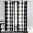 thumbnail image 3 of Exultantex Semi Sheer Buffalo Window Curtains White and Black Rustic Pompom Drapes for Living Room, 40"W x 63"L, 2pcs, Rod Pocket, 3 of 6