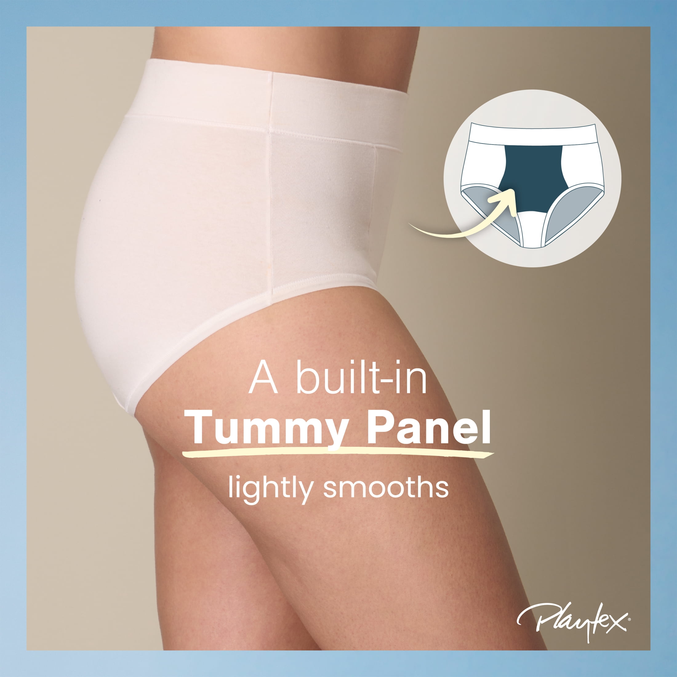 Playtex Women's Cotton Stretch Light Smoothing Underwear Brief, 3-Pack