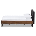 thumbnail image 3 of Baxton Studio Mitchell Rustic Industrial Walnut Wood Black Faux Leather Dark Bronze Metal King Size Platform Bed, 3 of 8