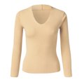thumbnail image 3 of DuoJiaJ Women Casual Solid Color Deep V Neck Stretch Knit Long Sleeve Top Womens Thermal Underwear Multicolor One Size, 3 of 3