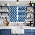 thumbnail image 2 of Blue Moroccon Kitchen Curtains 63 Inch Length, Middle Century Minimalist Rustic Geometric Grommet Top Bedroom Living Room Curtains, Light Filtering Cafe Curtain Drapes 2 Panels Set 84''x63'', 2 of 9