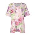 thumbnail image 4 of QETYUW Plus Size Short Sleeve Shirts for Women Casual Floral Print Tshirts Loose Fit Lightweight V Neck T-Shirts Summer Tops, 4 of 6
