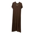 thumbnail image 2 of Summer Nightgowns for Women Casual V Neck Maxi Nightgown Short Sleeve Soft Loose Fitting Sleep Dress for Daily Home Loungewear Coffee L, 2 of 7