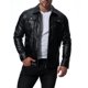 thumbnail image 3 of Chaqueta de motociclista de otoño lavable con agua y cuello vuelto, chaquetas de piel sintética negras, 3 of 5