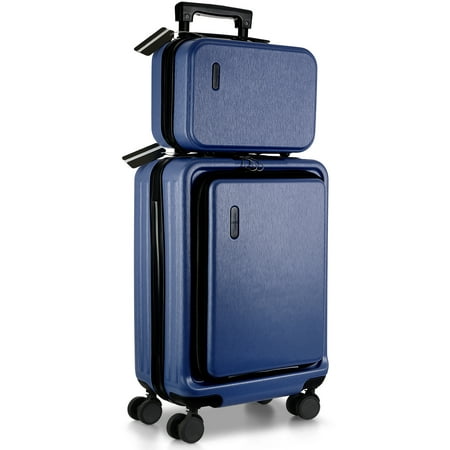StorageBud Carry On Set Luggage Set 22" Spinner Suitcase, Lightweight Hard Shell Luggage (Checked), Navy