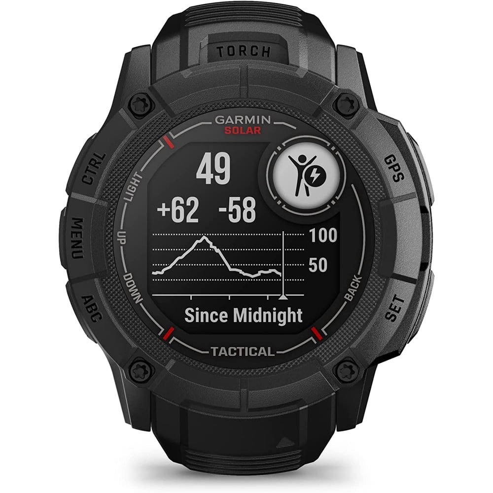 Garmin Instinct 2X Solar - Tactical Edition, Solar Charging, Rugged GPS Smartwatch, Built-in Flashlight, Ballistics Calculator, Black 010-02805-13 Bundle with 2 YR CPS Enhanced Protection Pack