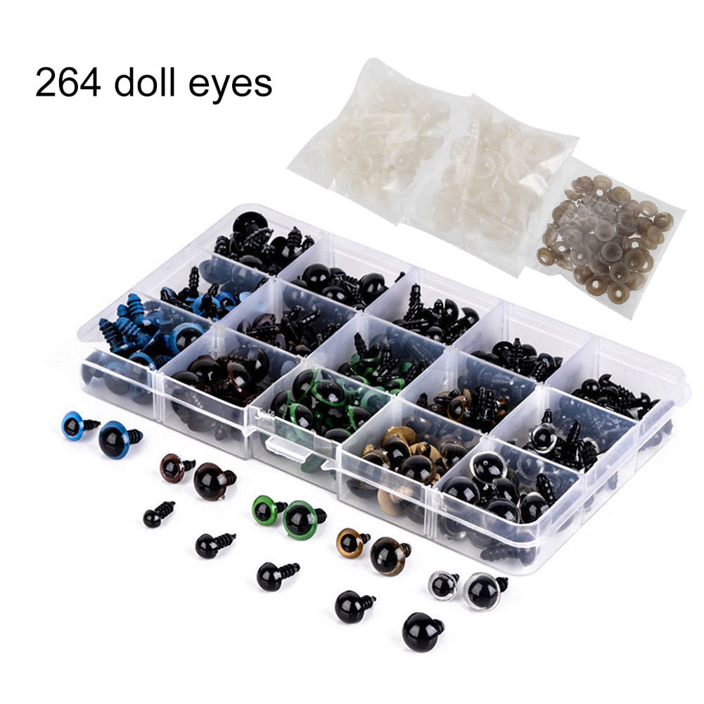264Pcs 6~12mm DIY Colorful Safety Plastic Bear Doll Eyes Toy Craft with Washers 