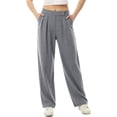 thumbnail image 2 of BADHUB Womens Dress Pant Pleat Business Casual High Waisted Pant Fashion Offic Slack Solid Color Trousers Gray M, 2 of 6