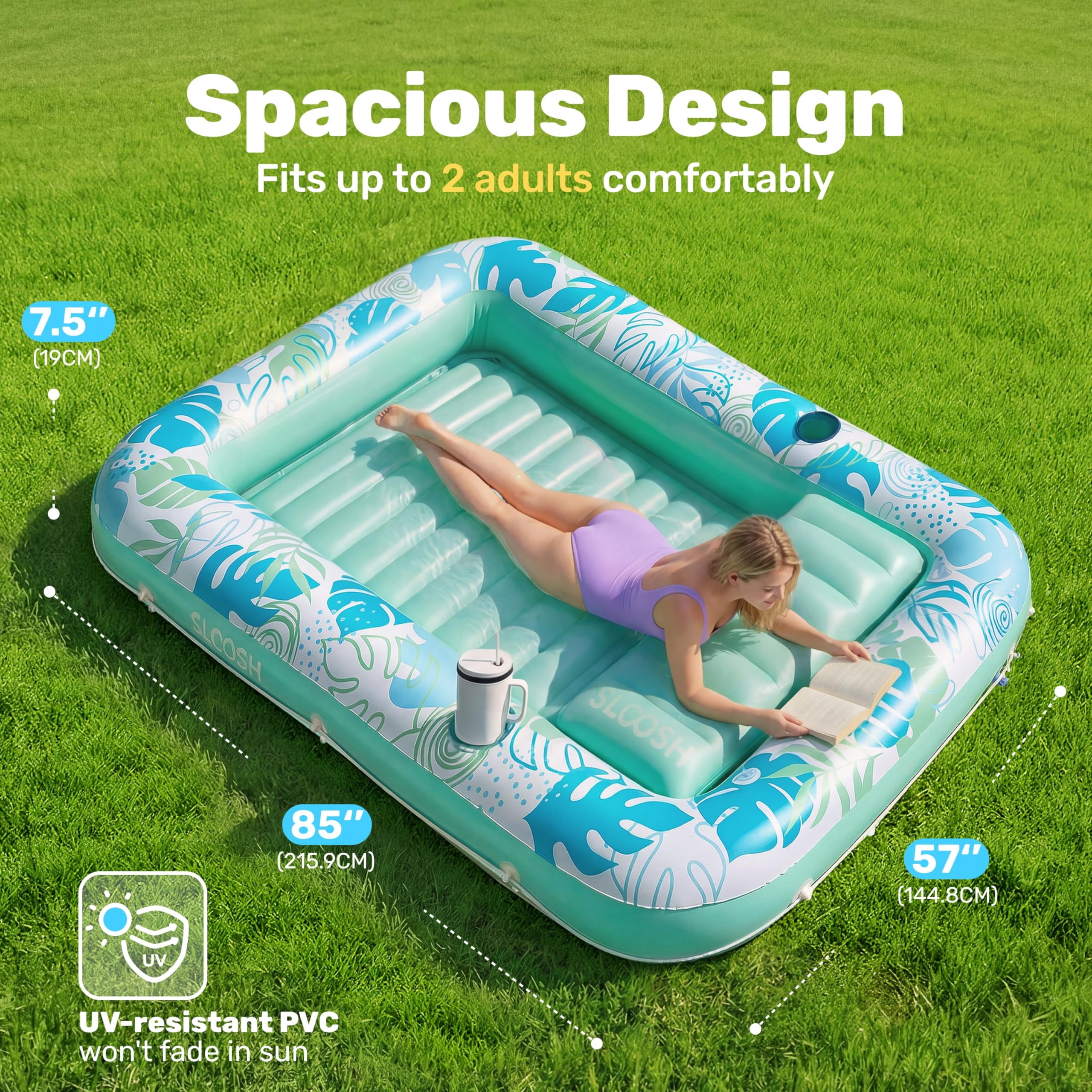 SLOOSH, Inflatable Tanning Pool Lounger Float, 85