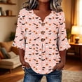thumbnail image 5 of JOANKDMI Adult Womens Cute Pumpkin Bat T Shirts Ghost Print Top V Neck 3/4 Sleeve Ruffle Blouse for Trick-or-Treating School Event and Casual Everyday Chic Halloween Apparel, 5 of 7