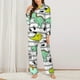 thumbnail image 2 of Balery Funny Dinosaurs on Stripes Conjunto de Pijama con Estampado para Mujer, Conjunto de Dos Piezas con Manga Larga, Ropa de Dormir Suave con Bolsillos, Pijamas Cómodos-Medium, 2 of 7