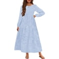 thumbnail image 1 of Vestido largo MITILLY para niñas, azul claro, floral, de 6 a 12 años, 1 of 5