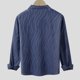 thumbnail image 5 of Blusa y camisa de manga larga con cuello vuelto para hombre, color liso, informal, a la moda, con bolsillos, solapa, manga larga, botones, cárdigan, abrigo, blusa de poliéster para hombre, 5 of 8