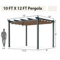 thumbnail image 3 of Gymax 10x12ft Outdoor Aluminum Retractable Pergola Canopy Shelter Grape Trellis Brown, 3 of 10