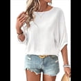 thumbnail image 2 of Camisetas de 3/4 para Mujer, Blusas Básicas de Cuello Redondo para Negocios. L, 2 of 10