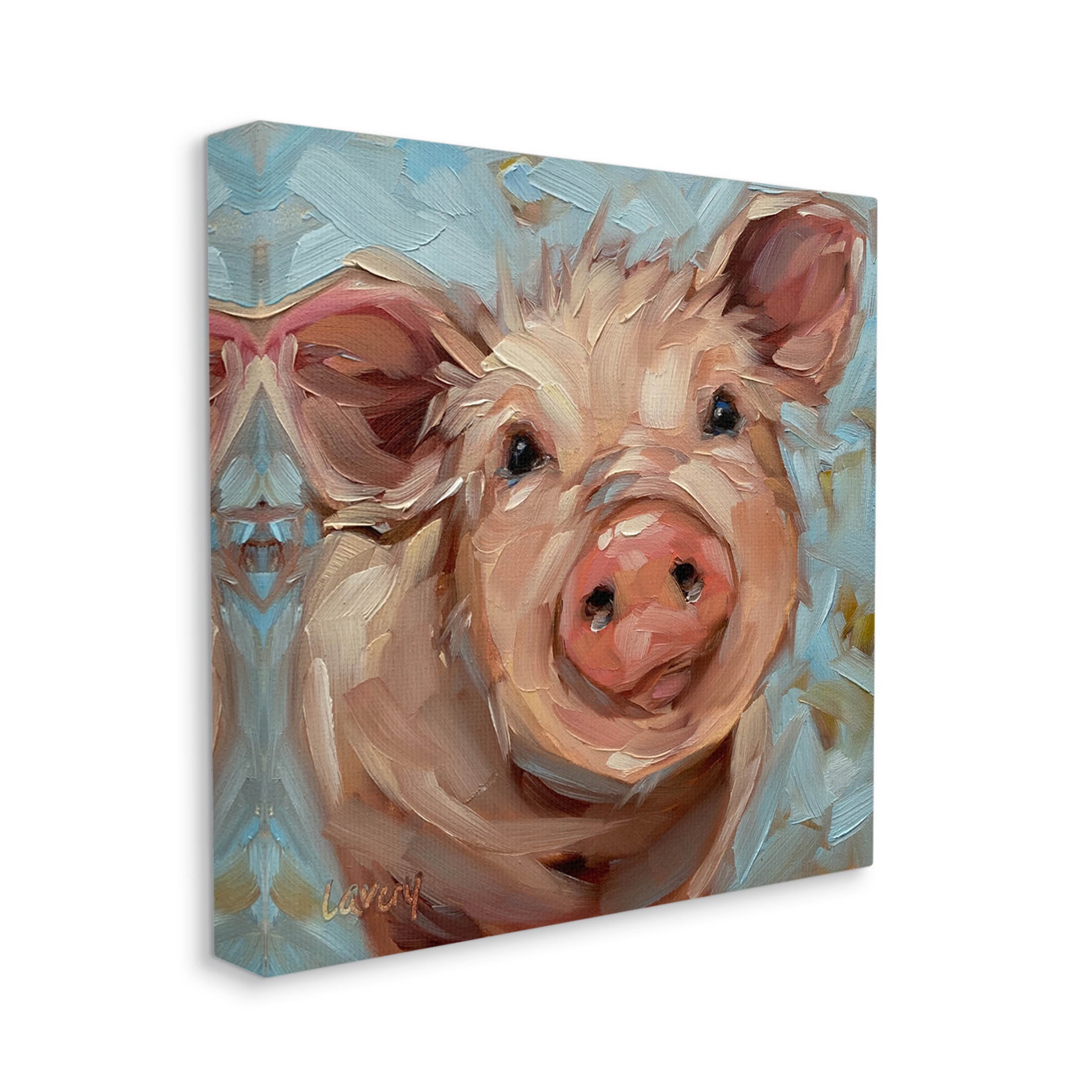 Modern Pig Portrait Farm Animal Animals & Insects Painting Gallery Wrapped Canvas Print Wall Art
