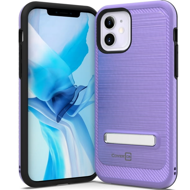 Coveron Apple Iphone 12 Mini Case 5 4 Slim Metal Kickstand Rugged Dual Layer Cover Purple Walmart Com