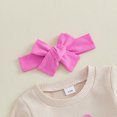 thumbnail image 6 of Cjfdfy Newborn Girl Outfit Long Sleeve Crew Neck Letters Bow Romper With Hairband Fall Clothes Aunties Bestie Baby Girl Clothes Letter Embroidery Waffle Fall Bodysuit Coming Home Outfit, 6 of 9