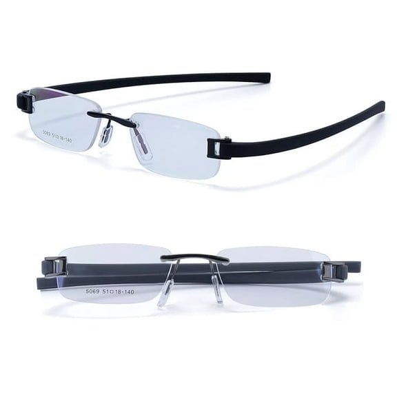 RSINC Combo Tag Rimless Frame Eyeglass Spectacle For Men And Women Modern Collage Fashion School Ladies Sports Tag Black Black & Gun Grey 51-18-140