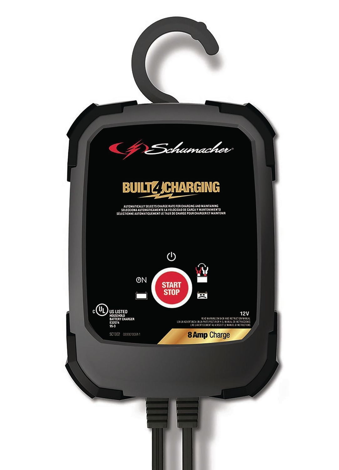 Schumacher Electric 3-in-1 Fully Automatic, 8 Amps, 12 Volt, Car Battery Charger and Maintainer, SC1302, 8A 12V Automatic Charger
