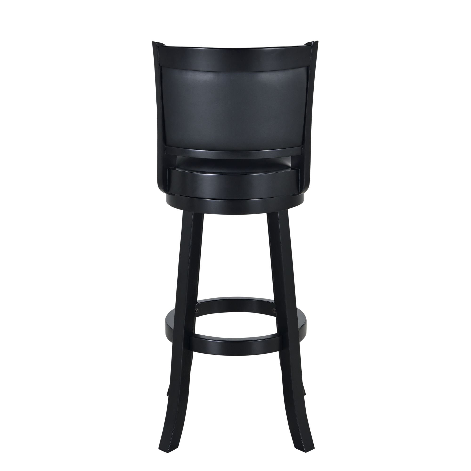 Boraam Augusta 34-inch Bar Height High Back Swivel Wood Bar Stool, Black Finish