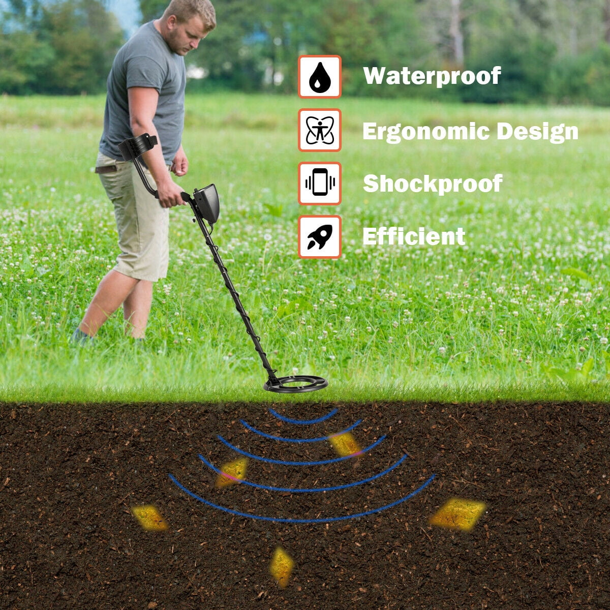 Gymax High Accuracy Metal Detector Kit W/Display Waterproof Gymax High Accuracy Metal Detector Kit W/Display Waterproof