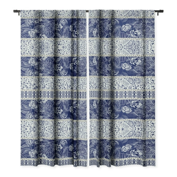 Society6 Marta Barragan Camarasa Floral Indigo Single Panel Room Darkening Window Curtain 50" x 84"