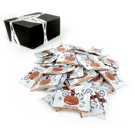 Daelmans Bite Size Caramel Stroopwafels, 0.28 oz Packages in a BlackTie Box (Pack of