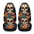 thumbnail image 5 of FOR U DESIGNS Sugar Skull Marigold Print 2 Pcs Car Seat Covers Anti-Slip Automotive Front Seat Cover Washable Car Seat Protector Vehicle Accessories Universal Fit for SUV Truck Sedan, 5 of 7
