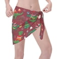 thumbnail image 2 of Wukai Dinosaur Christmas Happy New Year Women’s Short Sarongs Beach Wrap Bikini Bottom Short Skirt Chiffon Scarf for Swimwear, 2 of 4