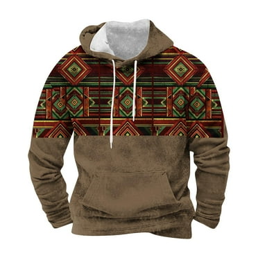 Dihao Sweatshirts for Men Oversized Mens Hoodies Pullover Lightweight Western Aztec Ethnic Hooded Sweatshrits Casual Slim Ethnic Print Graphic Hoodie