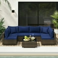 thumbnail image 6 of GVN Backyard Furniture Sets,Outdoor Furniture Sets,7 Pieces Patio Rattan Furniture Set with Sectional Sofa Cushions-Navy, 6 of 11