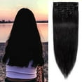thumbnail image 2 of MY-LADY Full Head 100% Real Human Straight Remy Hair Brown Balayage Can Curly Water Wave Wavy, Dyed, Washed, Light 8 Pieces Set 18 Clip in Hair Extensions, 2 of 6