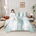 thumbnail image 4 of Homewish Modern Fashion Artwork Queen Comforter Set, Chic Cyan Abstract Ombre Bedding Sets, Teens Adult Women Men Reversible Bedding Comforter Set, Microfiber Bedroom Decor, 3pcs, 4 of 8