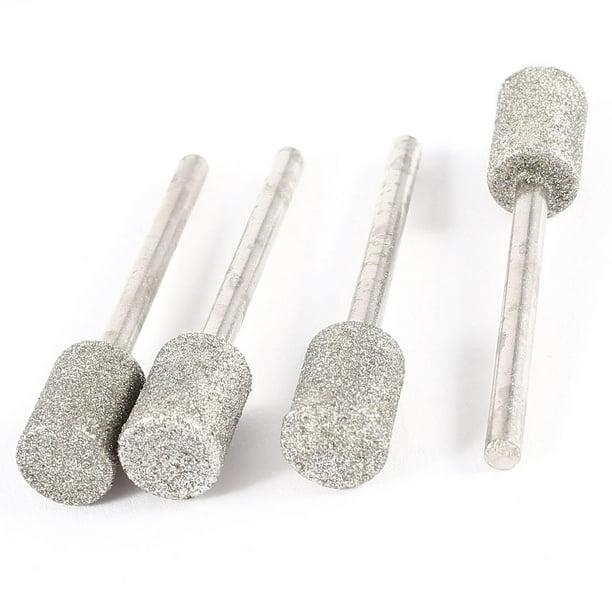 3mm Dia Shank 8mm Cylinder Tip Diamond Points Grinding Drill Bit 4 Pcs