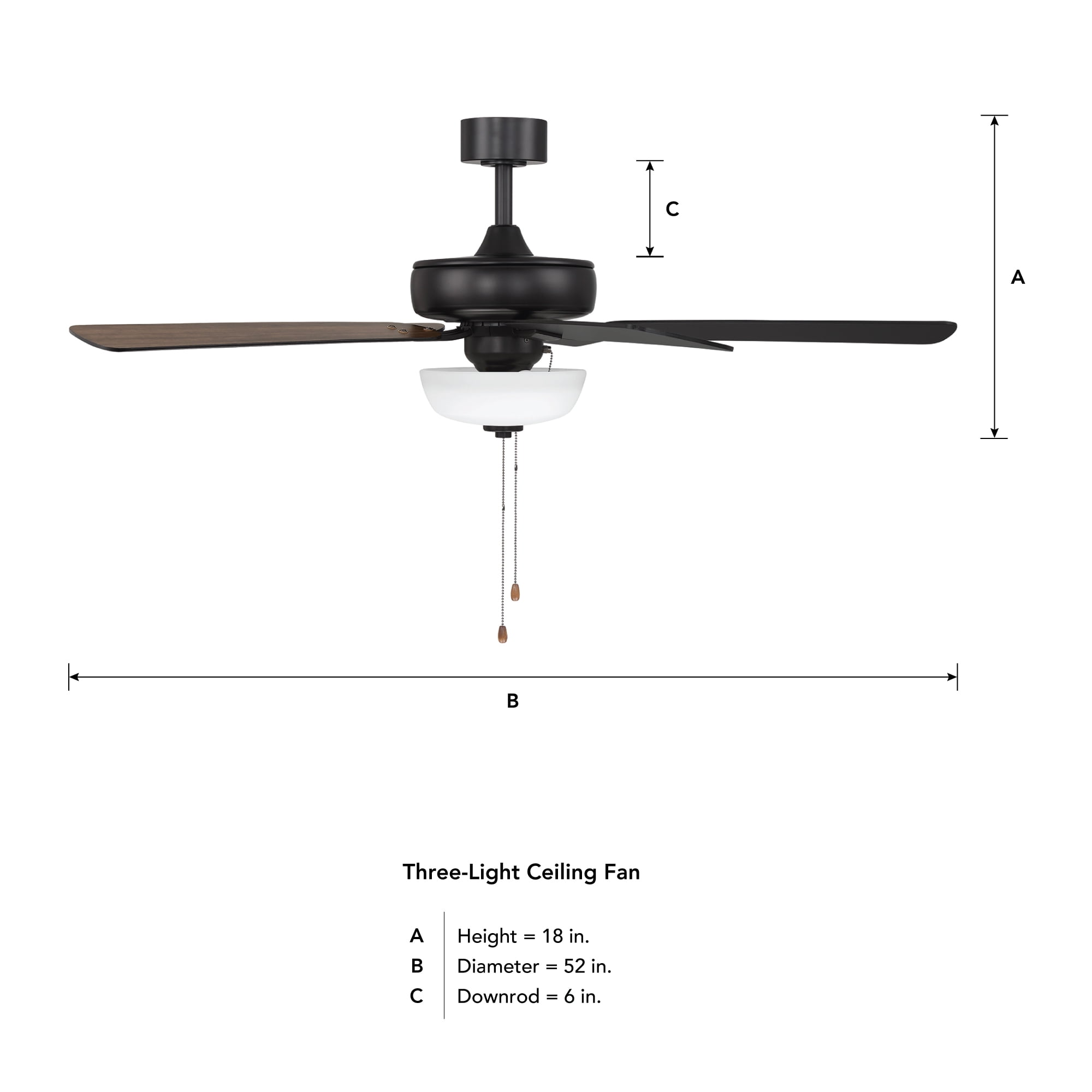 Gallant 52 in. Indoor/Covered Outdoor Matte Black Standard Mount Ceiling Fan with Light Kit and Pull Chain Control
