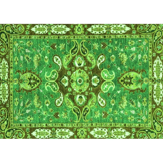 Ahgly Company Indoor Rectangle Geometric Green Traditional Area Rugs, 2' x 4'