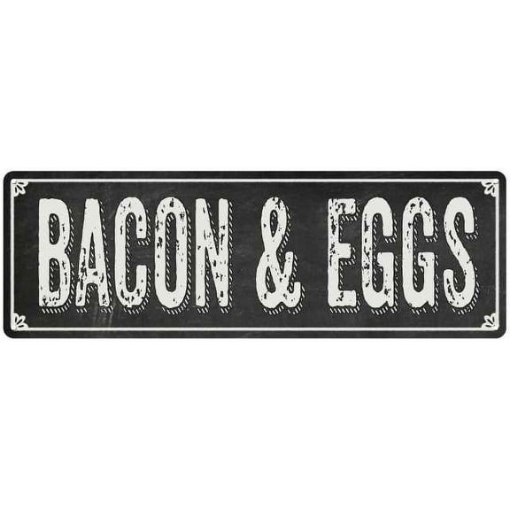 BACON & EGGS Shabby Chic Black Chalkboard Metal Sign 6x18 Decor 206180050017