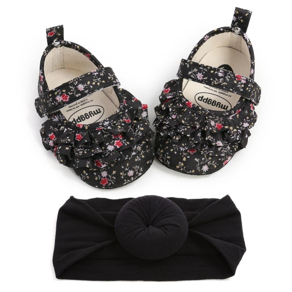 KIDSUN Infant Baby Girls Mary Jane Shoes Soft Sole Ballet Slippers with Bow Princess Dress Wedding Shoes Newborn Crib Shoes First Walkers Shoes 